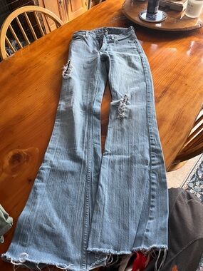 Kimes Ranch Light Blue Distressed Wide-Leg Jeans